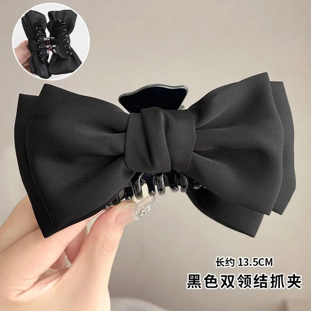 Grampos de cabelo de cetim com borboletas, acessórios de cabelo para meninas, versão coreana de grampos de cabelo de arco de cor sólida