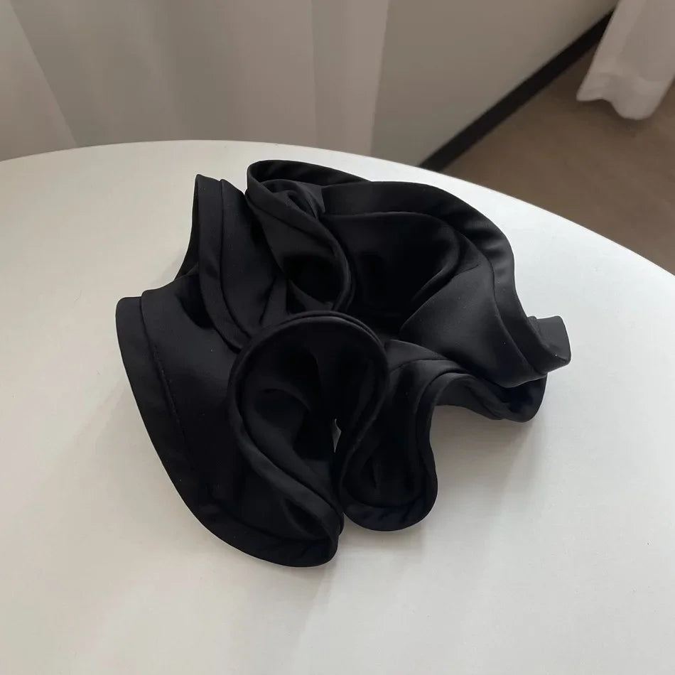 Laço de cabelo de cetim estilo fungo com design francês, para mulheres com temperamento simples, novo estilo de laço de cabelo