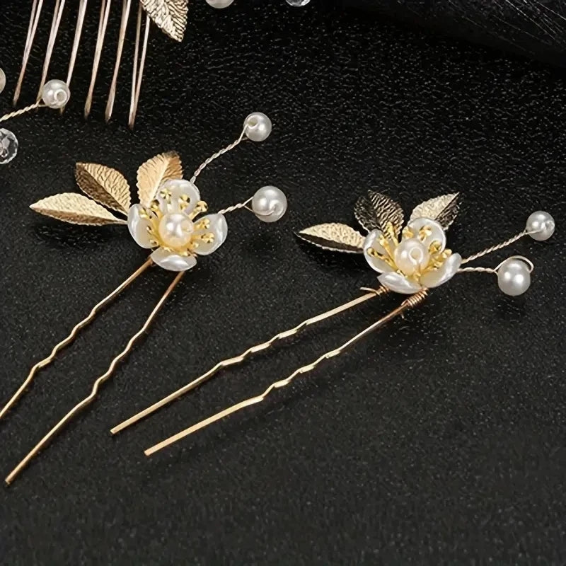 Conjunto de 5 acessórios de cabelo de cristal de luxo, românticos e doces, para noivas, festas, casamentos e joias.
