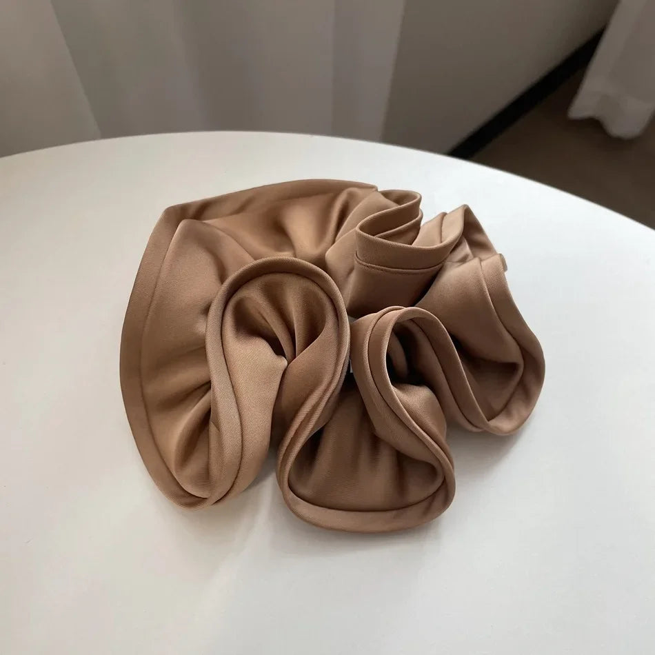 Laço de cabelo de cetim estilo fungo com design francês, para mulheres com temperamento simples, novo estilo de laço de cabelo