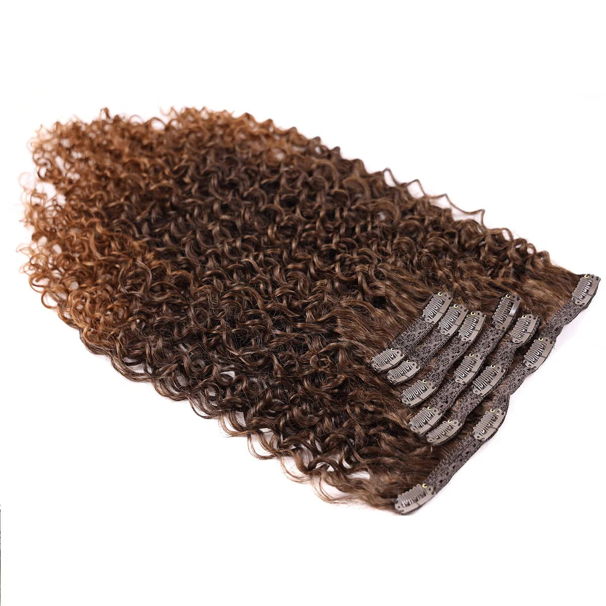 Extensiones de cabello sintético rizado con clip, postizos rizados con clip, extensiones postizas para cabeza completa, cabello negro y castaño para mujeres.