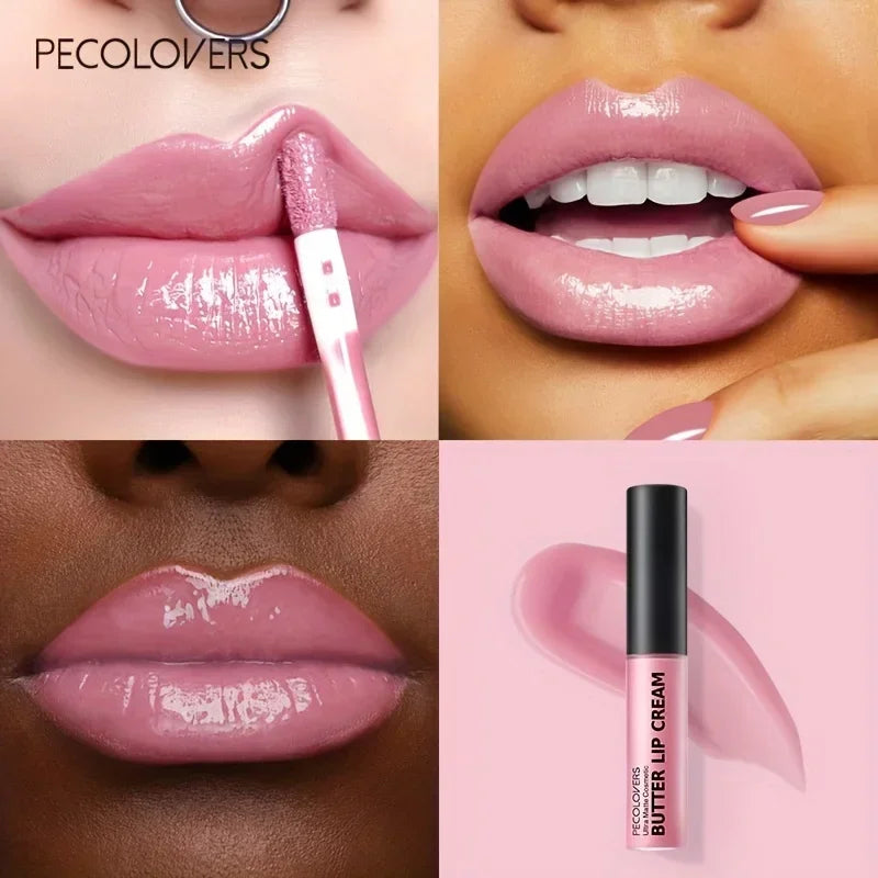 1 peça gloss labial hidratante com óleo essencial, brilho labial líquido, brilho labial não pegajoso, longa duração, maquiagem labial nude
