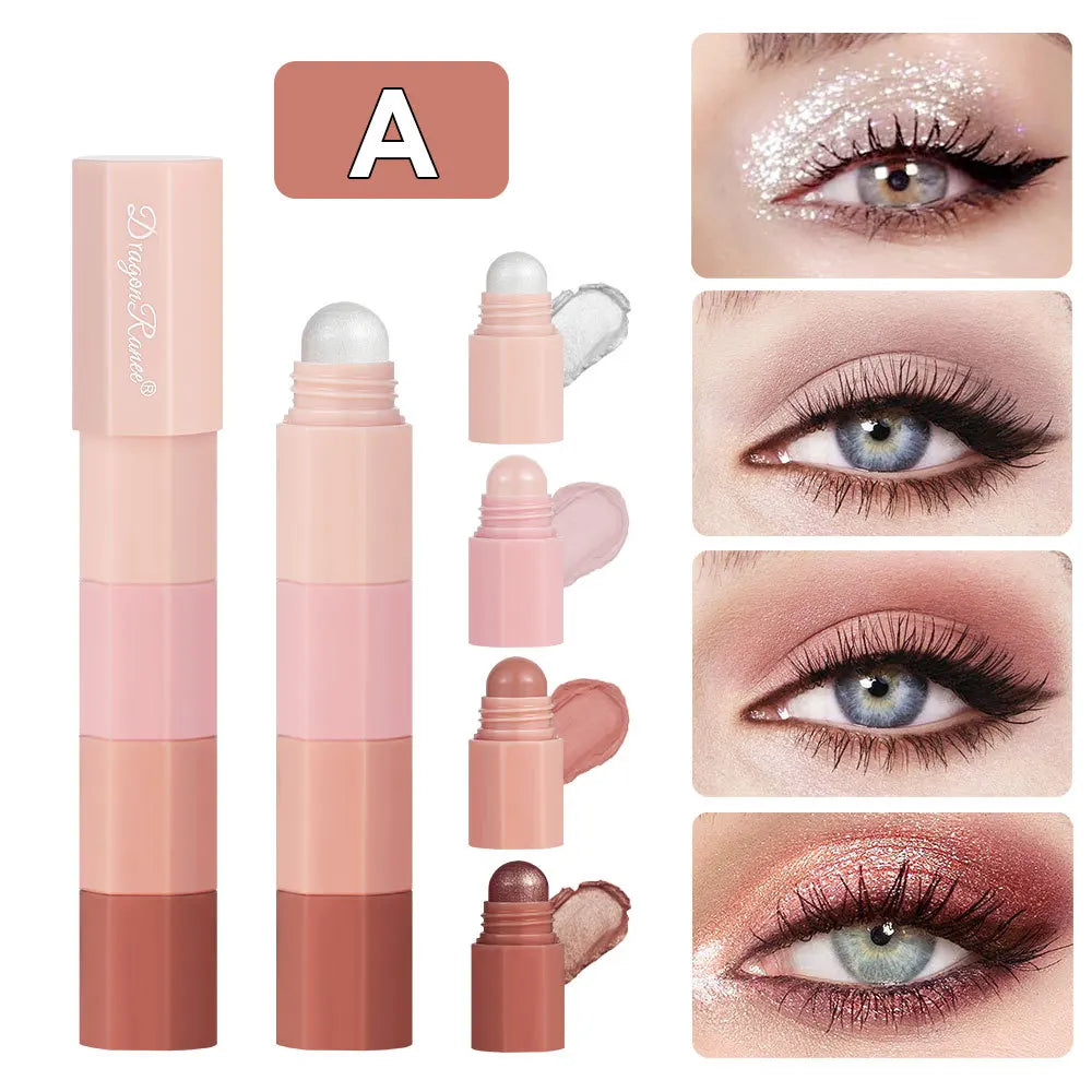 Dragon Ranee 4 cores/conjunto Lápis de sombra preguiçoso à prova d'água que não borra Lápis de seda perolado