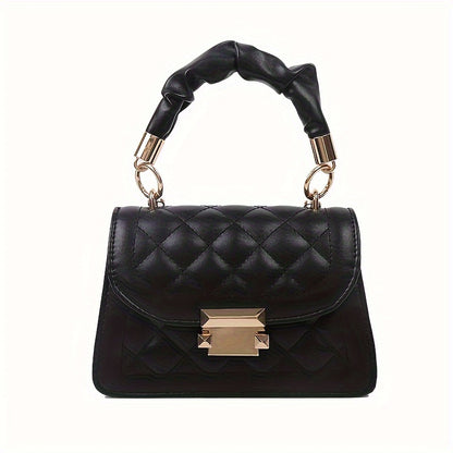 Cartera de moda para mujer, con correa de cadena, piel sintética impermeable, color liso en blanco, morado y negro.