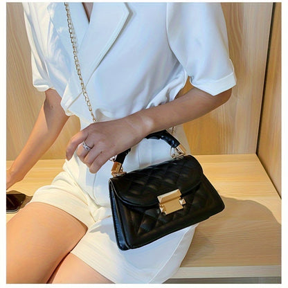Cartera de moda para mujer, con correa de cadena, piel sintética impermeable, color liso en blanco, morado y negro.