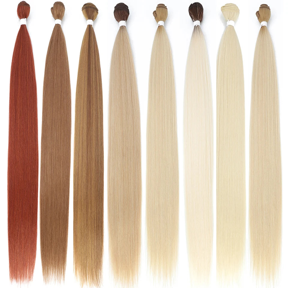 Extensiones de cabello sintético súper largo natural de salón, cabello lacio Yaki.