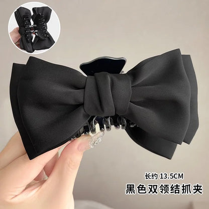 Grampos de cabelo de cetim com borboletas, acessórios de cabelo para meninas, versão coreana de grampos de cabelo de arco de cor sólida