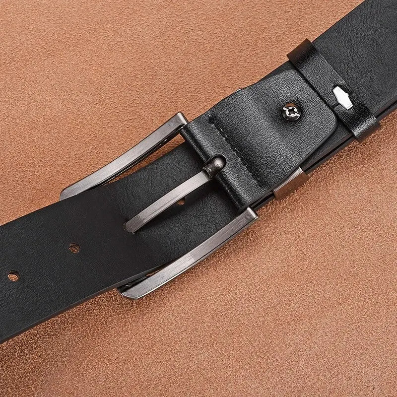 Cinturones de piel auténtica para hombre, de alta calidad, con hebilla para vaqueros, de piel de vaca, informales, de negocios, de diseñador de moda masculina, 2024