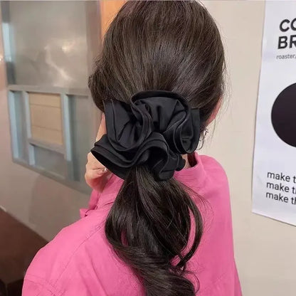 Laço de cabelo de cetim estilo fungo com design francês, para mulheres com temperamento simples, novo estilo de laço de cabelo