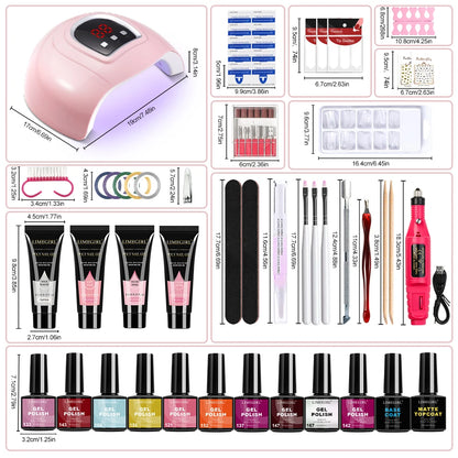 Kit de esmalte em gel LIMEGIRL, base em gel UV, ferramenta de polimento com luz LED e broca de unha, kit de esmalte em gel semipermanente