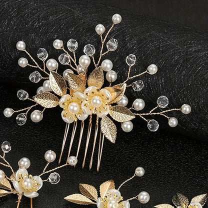 Conjunto de 5 acessórios de cabelo de cristal de luxo, românticos e doces, para noivas, festas, casamentos e joias.