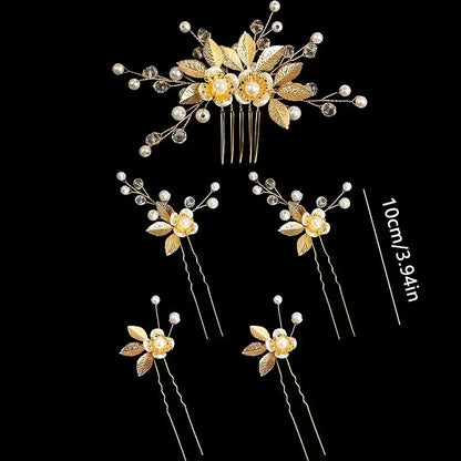 Conjunto de 5 acessórios de cabelo de cristal de luxo, românticos e doces, para noivas, festas, casamentos e joias.