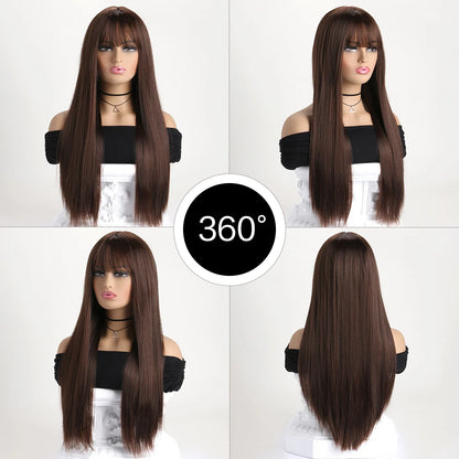 Peluca sintética larga y recta de 26 pulgadas para mujer, ideal para fiestas, disfraces y cosplay