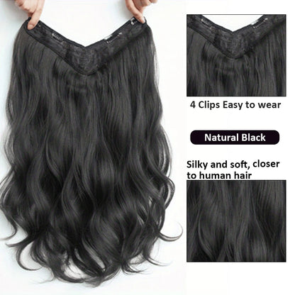 Extensiones de cabello sintético invisible de ondas largas: cabello con más volumen y aspecto natural - Diseño de peinado seguro