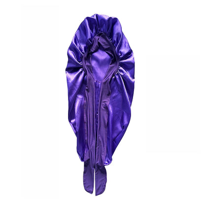 Conjunto de touca longa + faixa elástica de cetim para cabelo, touca longa e sedosa para dormir com faixa elástica larga
