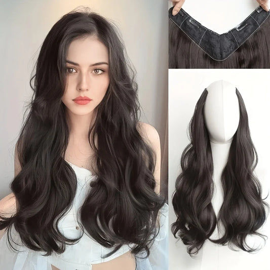 Extensiones de cabello sintético invisible de ondas largas: cabello con más volumen y aspecto natural - Diseño de peinado seguro