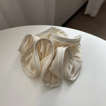 Laço de cabelo de cetim estilo fungo com design francês, para mulheres com temperamento simples, novo estilo de laço de cabelo