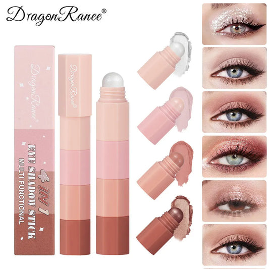 Dragon Ranee 4 cores/conjunto Lápis de sombra preguiçoso à prova d'água que não borra Lápis de seda perolado