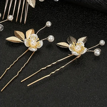 Conjunto de 5 acessórios de cabelo de cristal de luxo, românticos e doces, para noivas, festas, casamentos e joias.
