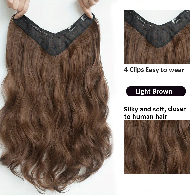 Extensiones de cabello sintético invisible de ondas largas: cabello con más volumen y aspecto natural - Diseño de peinado seguro