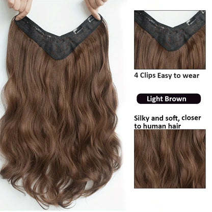 Extensiones de cabello sintético invisible de ondas largas: cabello con más volumen y aspecto natural - Diseño de peinado seguro