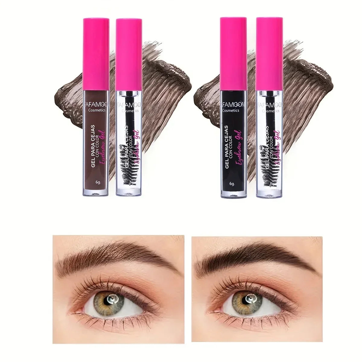 Kit de gel para cejas con tinte resistente al agua, color castaño intenso y pegamento transparente para cejas, maquillaje de ojos de larga duración y esculpido rápido.