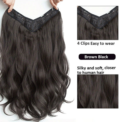 Extensiones de cabello sintético invisible de ondas largas: cabello con más volumen y aspecto natural - Diseño de peinado seguro