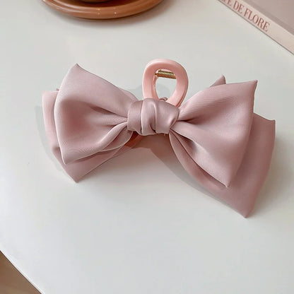 Grampos de cabelo de cetim com borboletas, acessórios de cabelo para meninas, versão coreana de grampos de cabelo de arco de cor sólida