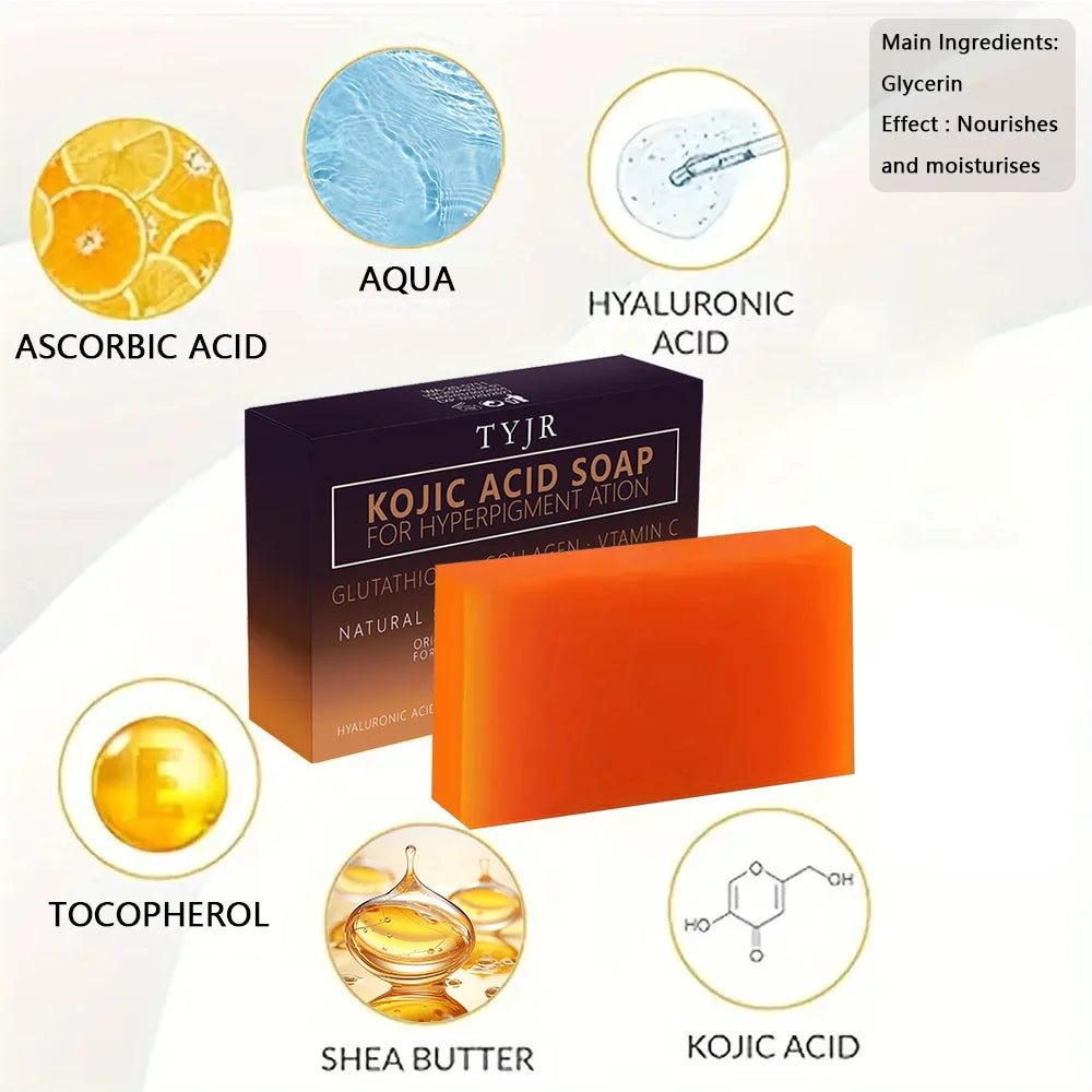 Sabonete de cúrcuma com ácido kójico, sabonete para massagem, sabonete artesanal para rosto e banho, para limpeza profunda, esfoliação e hidratação corporal.