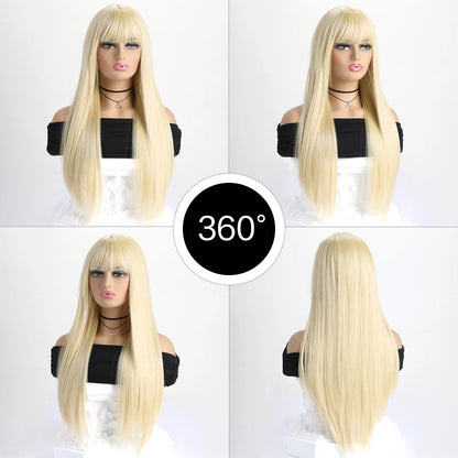 Peluca sintética larga y recta de 26 pulgadas para mujer, ideal para fiestas, disfraces y cosplay