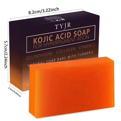Sabonete de cúrcuma com ácido kójico, sabonete para massagem, sabonete artesanal para rosto e banho, para limpeza profunda, esfoliação e hidratação corporal.