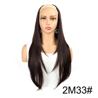 WIGSIN - Extensión de cabello sintético de 22 pulgadas en forma de V, con 4 clips, largo y liso, peluca invisible de moda para mujer