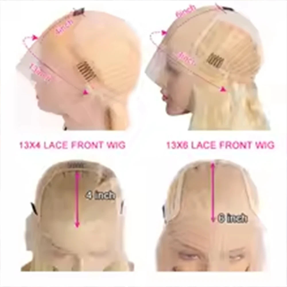 Pelucas de cabello humano con encaje frontal, 13x6, HD, transparente, rubio 613, bob 613, brasileño, liso, 13x4