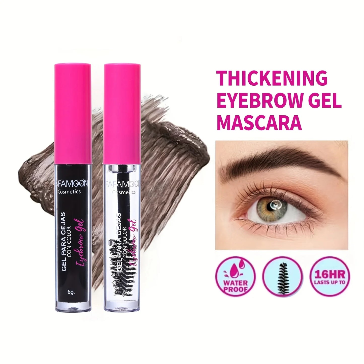 Kit de gel para cejas con tinte resistente al agua, color castaño intenso y pegamento transparente para cejas, maquillaje de ojos de larga duración y esculpido rápido.