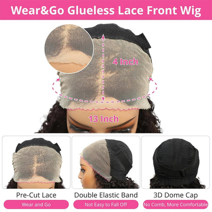 Perucas de renda frontal WeHuman Hair, perucas curtas Bob sem cola, perucas curtas Bob, pré-depiladas, lisas, 13x4 HD, perucas de renda transparente