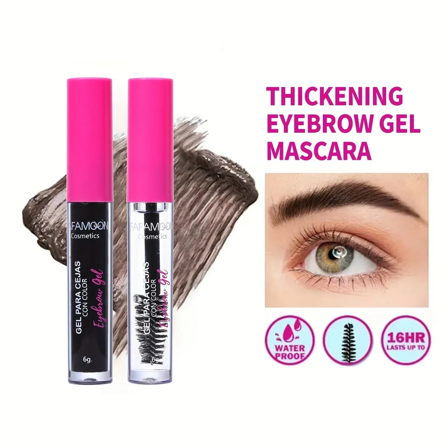 Kit de gel para cejas con tinte resistente al agua, color castaño intenso y pegamento transparente para cejas, maquillaje de ojos de larga duración y esculpido rápido.