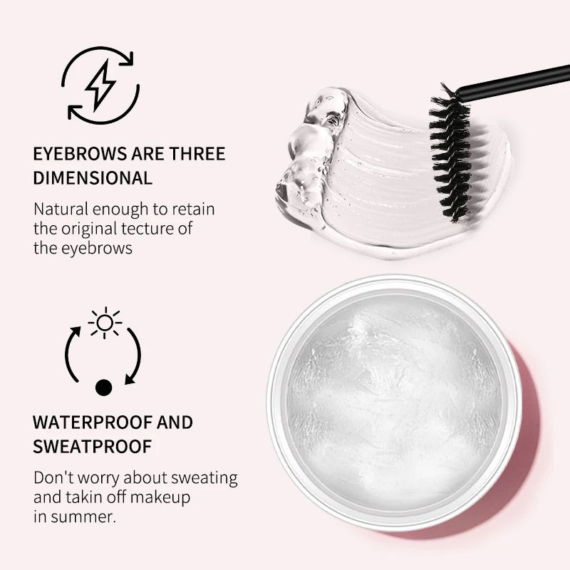 Gel para modelagem de sobrancelhas 3D Feathery Wild Brow Wax à prova d'água de longa duração fácil de usar para modelar sobrancelhas, maquiagem, sabonete esculpido e cosméticos