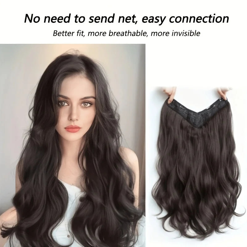 Extensiones de cabello sintético invisible de ondas largas: cabello con más volumen y aspecto natural - Diseño de peinado seguro