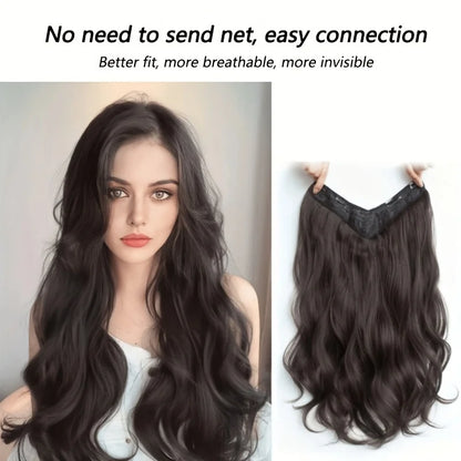 Extensiones de cabello sintético invisible de ondas largas: cabello con más volumen y aspecto natural - Diseño de peinado seguro