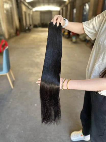 Extensiones de cabello sintético súper largo natural de salón, cabello lacio Yaki.