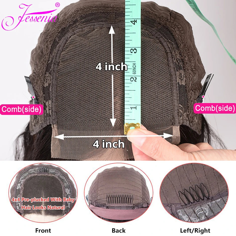 Perucas de renda frontal WeHuman Hair, perucas curtas Bob sem cola, perucas curtas Bob, pré-depiladas, lisas, 13x4 HD, perucas de renda transparente