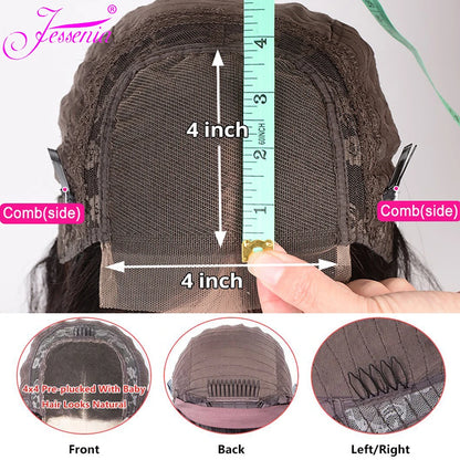 Perucas de renda frontal WeHuman Hair, perucas curtas Bob sem cola, perucas curtas Bob, pré-depiladas, lisas, 13x4 HD, perucas de renda transparente