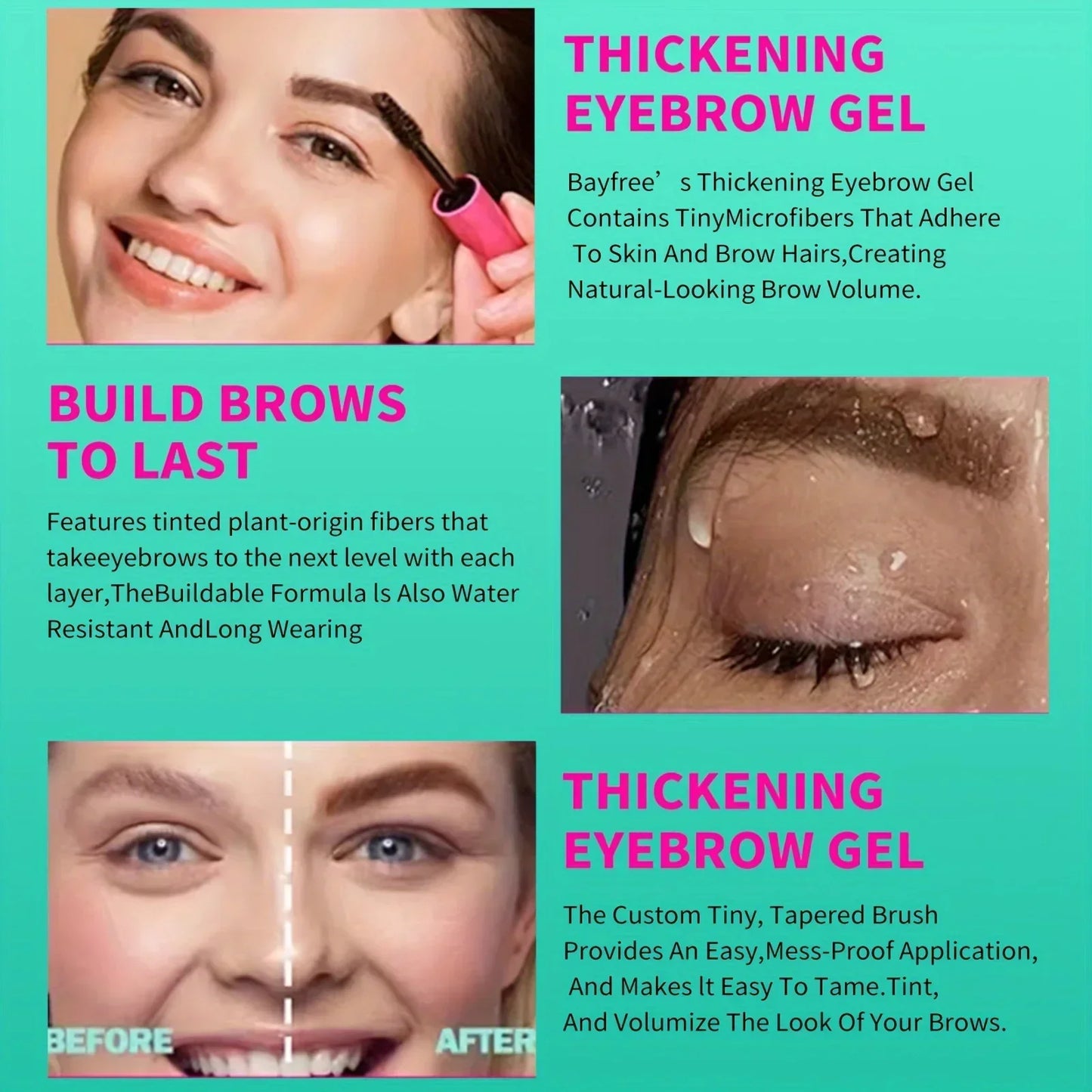 Kit de gel para cejas con tinte resistente al agua, color castaño intenso y pegamento transparente para cejas, maquillaje de ojos de larga duración y esculpido rápido.