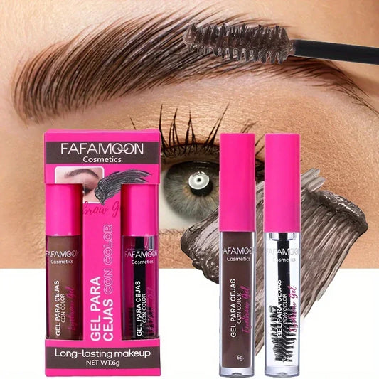 Kit de gel para cejas con tinte resistente al agua, color castaño intenso y pegamento transparente para cejas, maquillaje de ojos de larga duración y esculpido rápido.