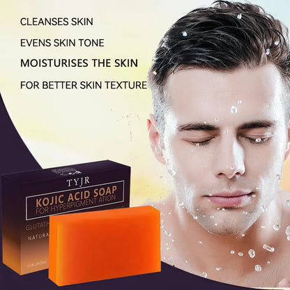 Sabonete de cúrcuma com ácido kójico, sabonete para massagem, sabonete artesanal para rosto e banho, para limpeza profunda, esfoliação e hidratação corporal.