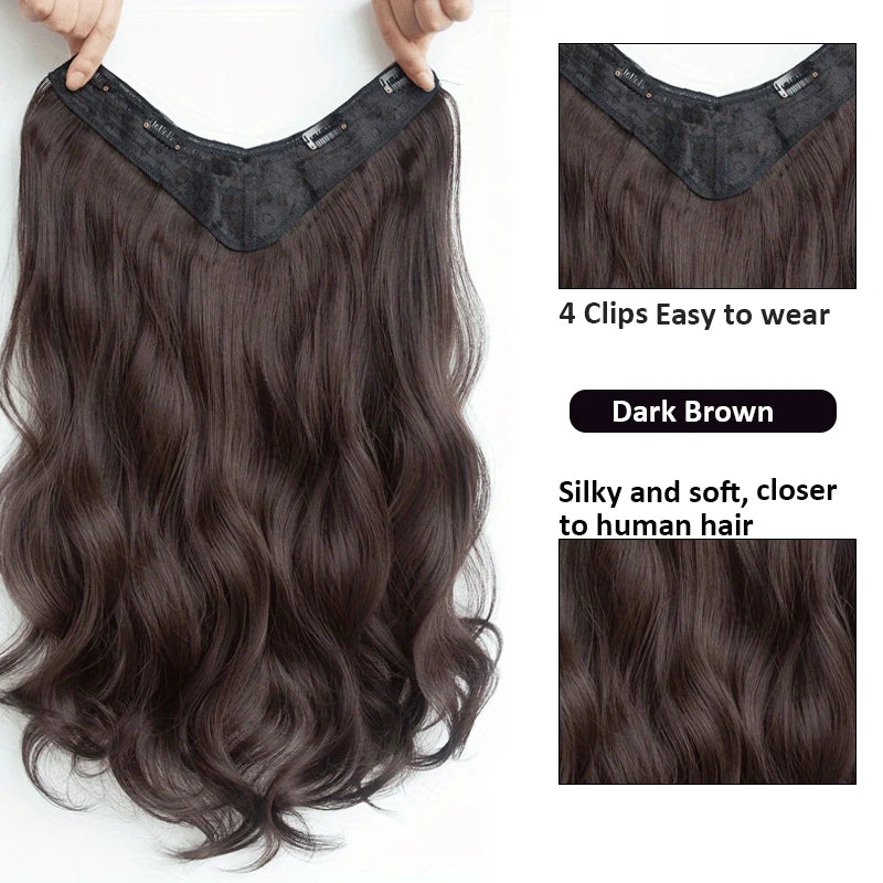 Extensiones de cabello sintético invisible de ondas largas: cabello con más volumen y aspecto natural - Diseño de peinado seguro