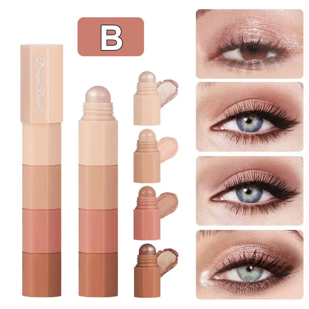 Dragon Ranee 4 cores/conjunto Lápis de sombra preguiçoso à prova d'água que não borra Lápis de seda perolado