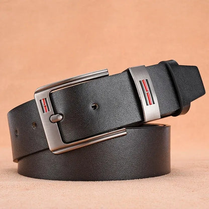 Cinturones de piel auténtica para hombre, de alta calidad, con hebilla para vaqueros, de piel de vaca, informales, de negocios, de diseñador de moda masculina, 2024