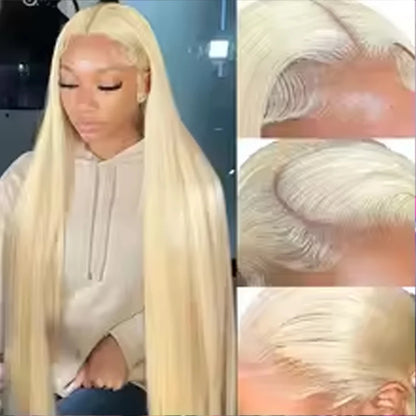 Pelucas de cabello humano con encaje frontal, 13x6, HD, transparente, rubio 613, bob 613, brasileño, liso, 13x4