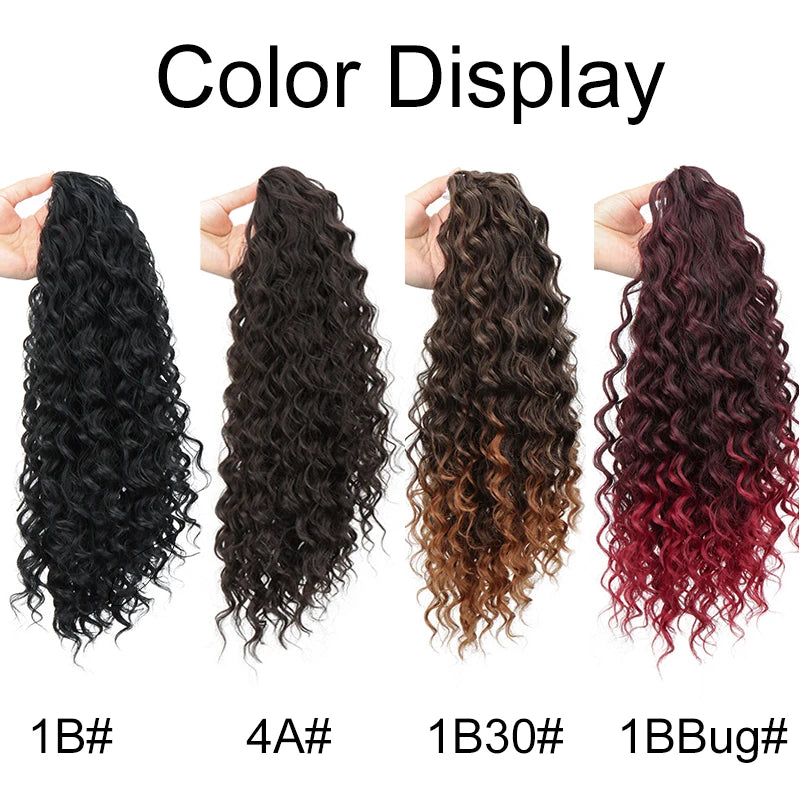 Extensión de cabello sintético afro largo y rizado de 18 pulgadas con cordón para cola de caballo.